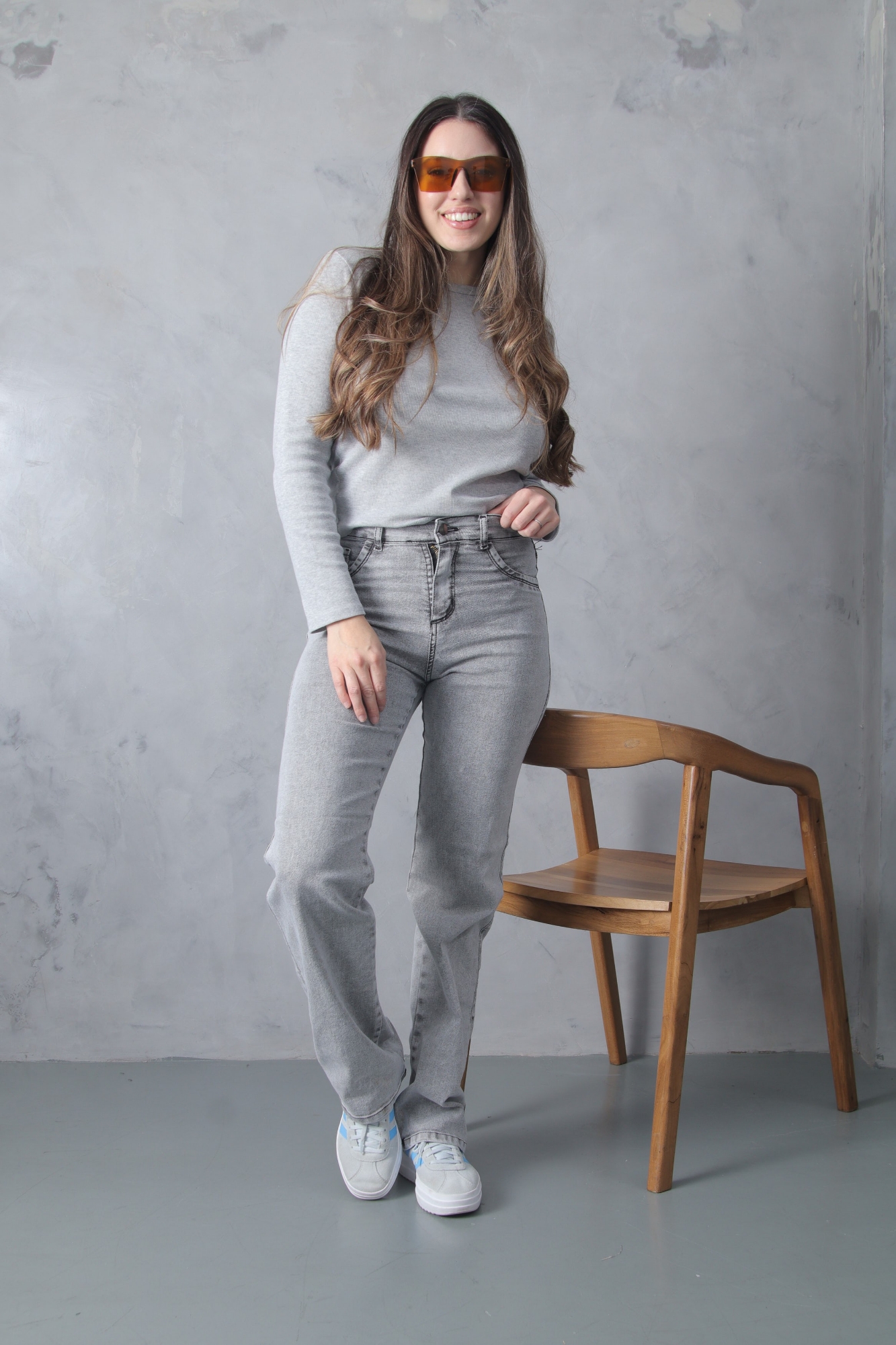 Wide Leg Elastizado Gray Ceniza - Imagen 2
