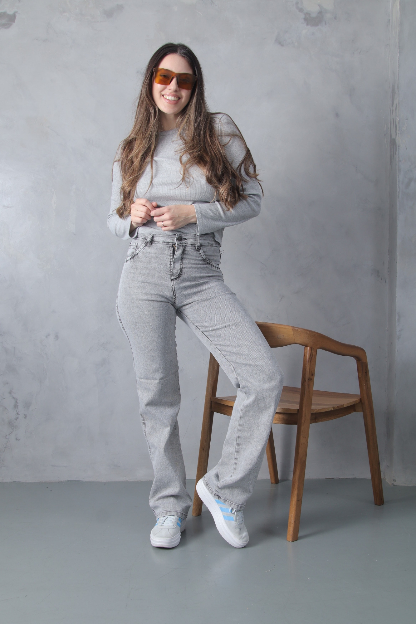 Wide Leg Elastizado Gray Ceniza - Imagen 6