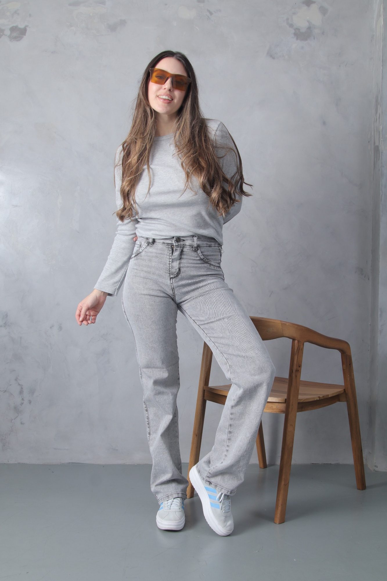 Wide Leg Elastizado Gray Ceniza - Imagen 7