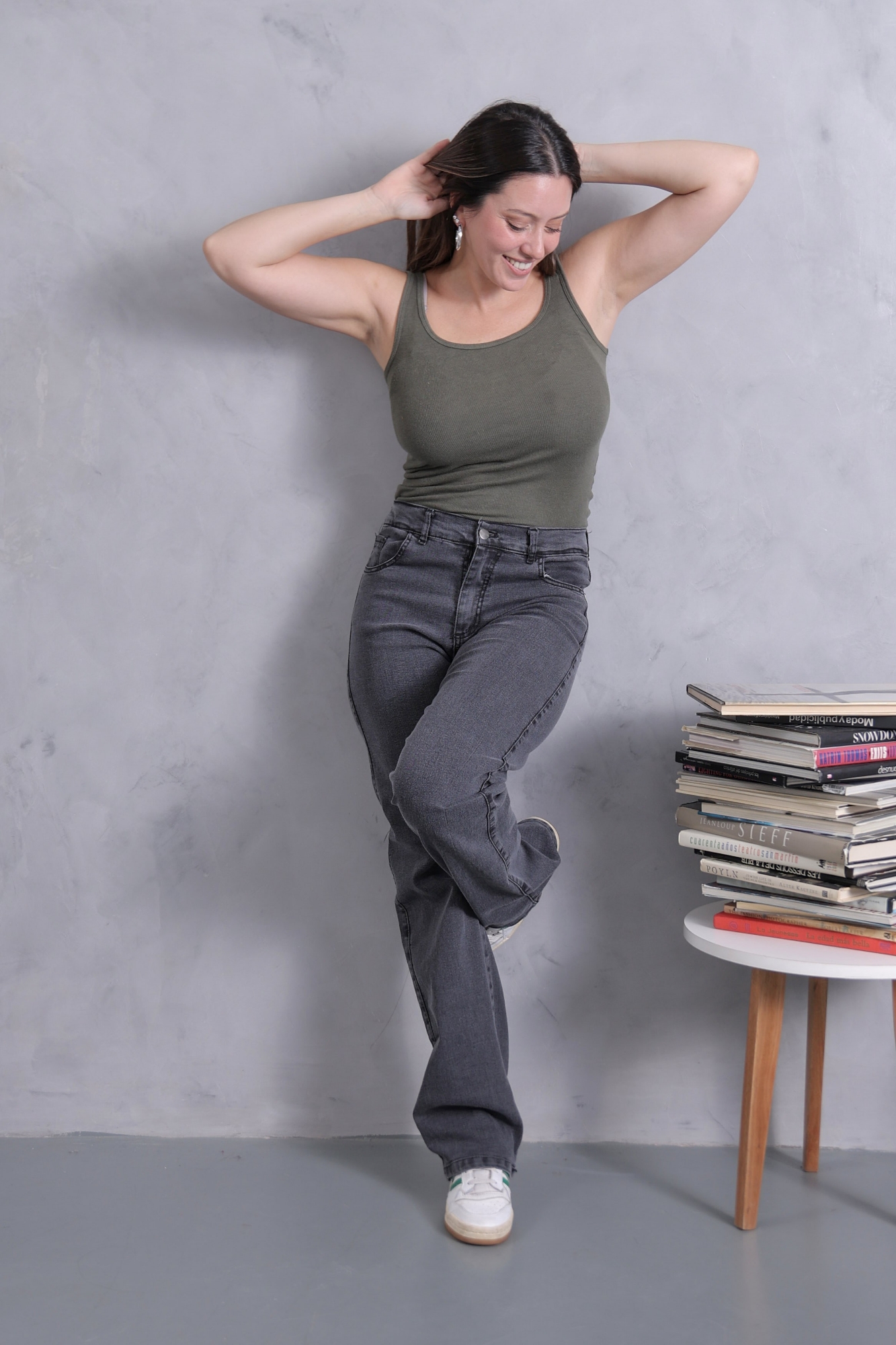 Wide Leg Elastizado Gris Topo - Imagen 2