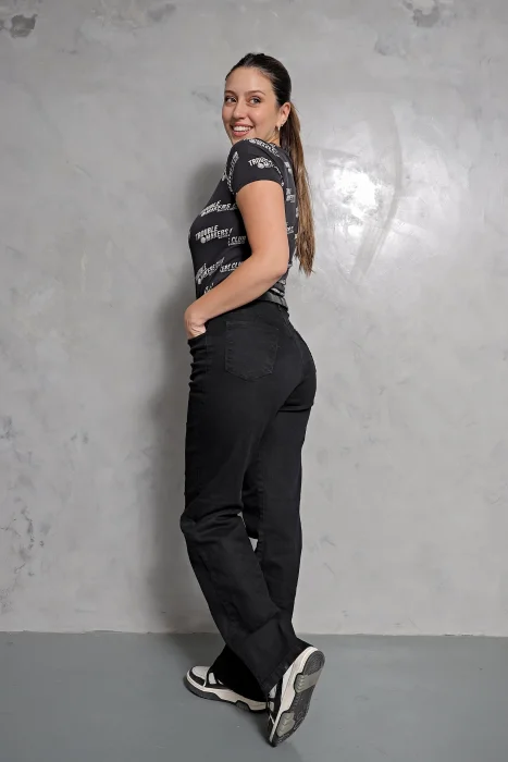 Wide Leg Elastizado Negro !