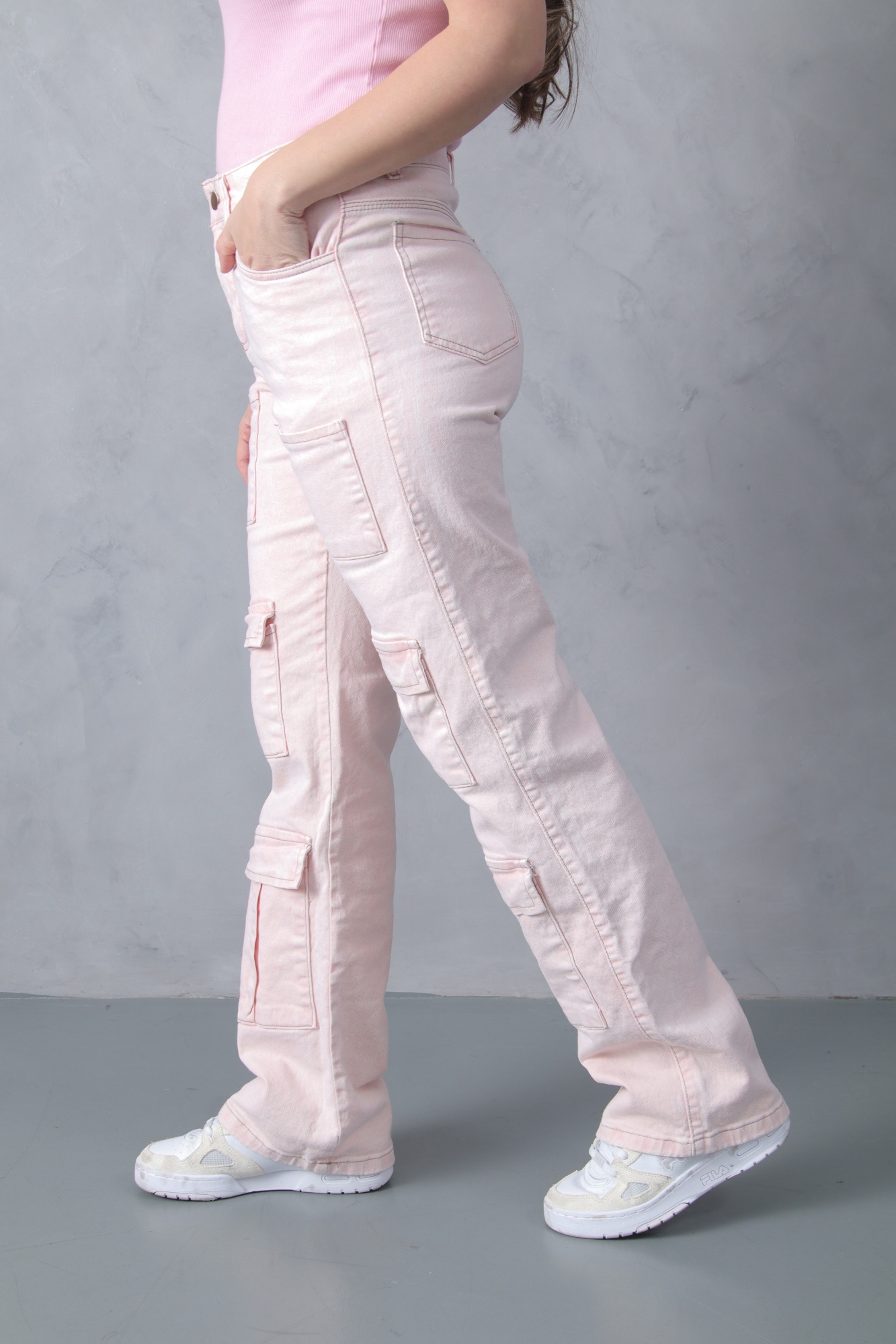 Wide Leg Multicargo Rosa Nevado! con Bolsillo Delantero - Imagen 4