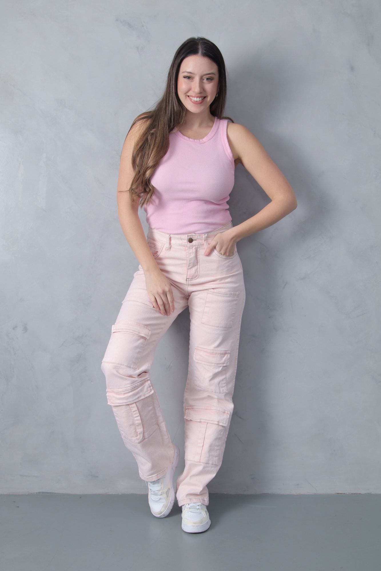 Wide Leg Multicargo Rosa Nevado! con Bolsillo Delantero - Imagen 5