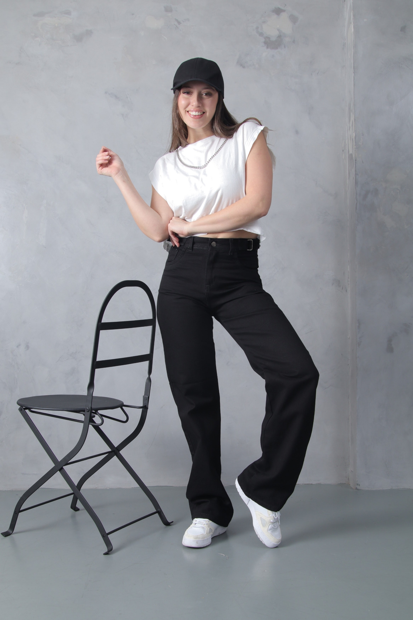 Wide Leg con Reguladores Negro Liso - Imagen 2