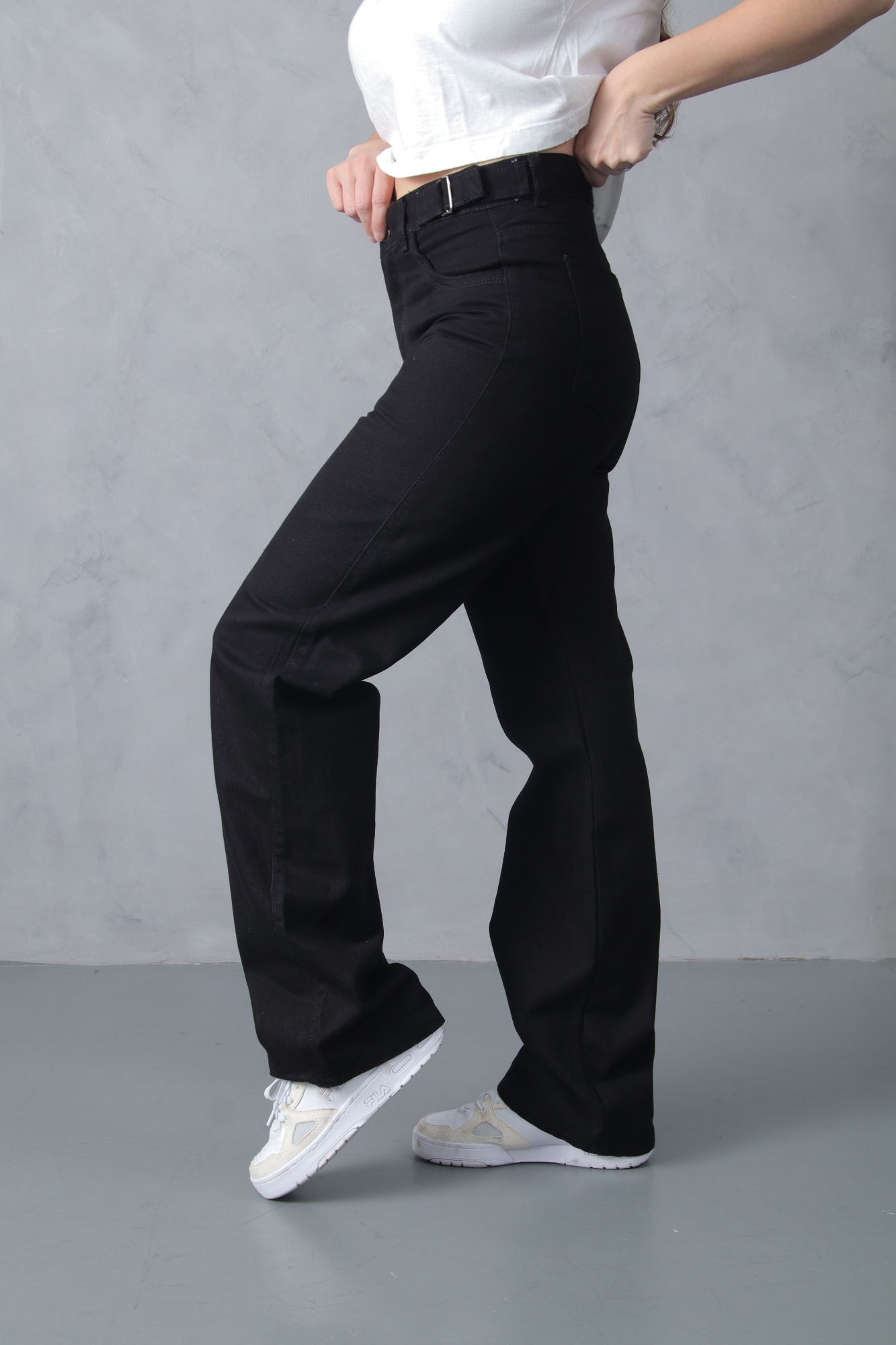 Wide Leg con Reguladores Negro Liso - Imagen 3