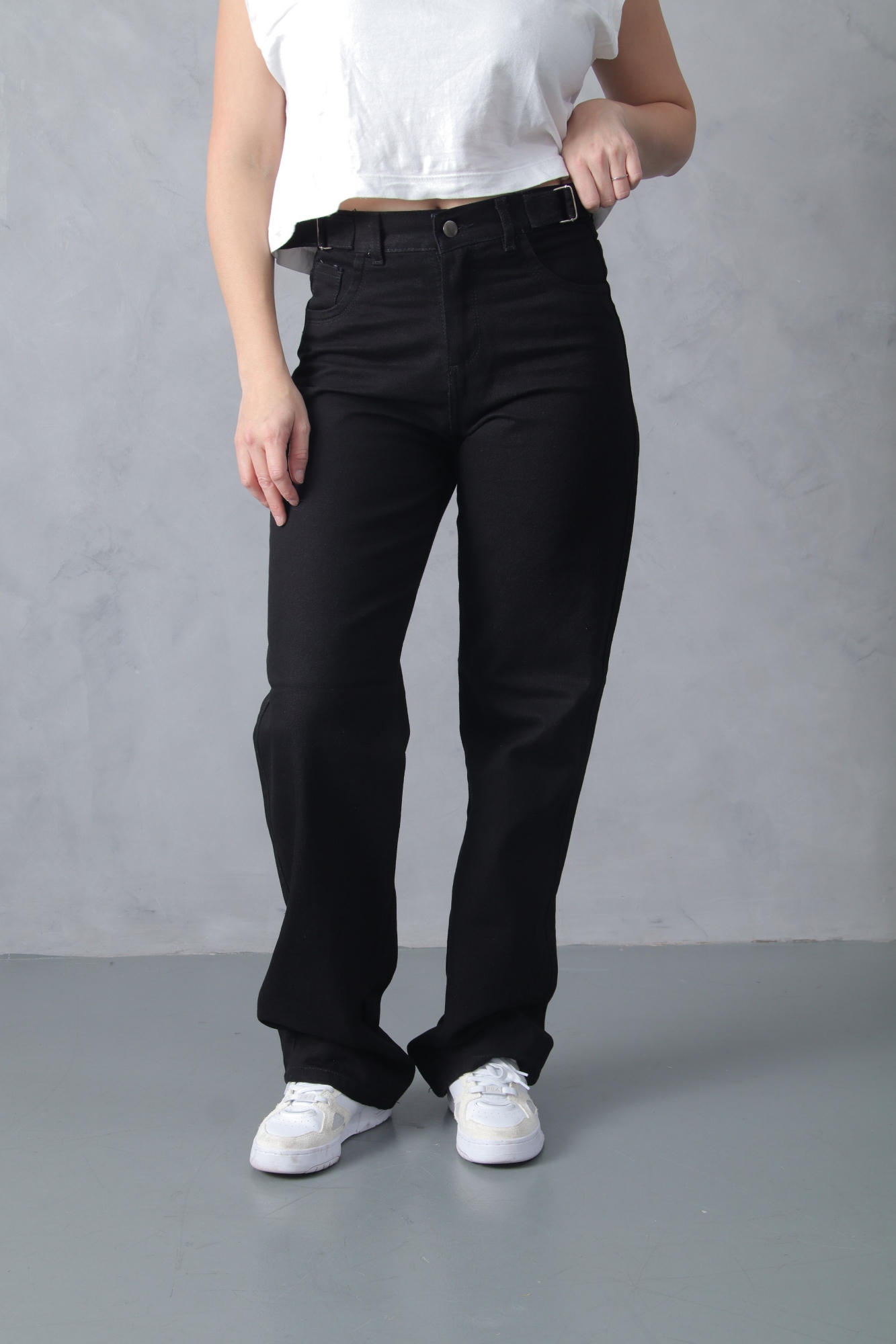 Wide Leg con Reguladores Negro Liso - Imagen 4