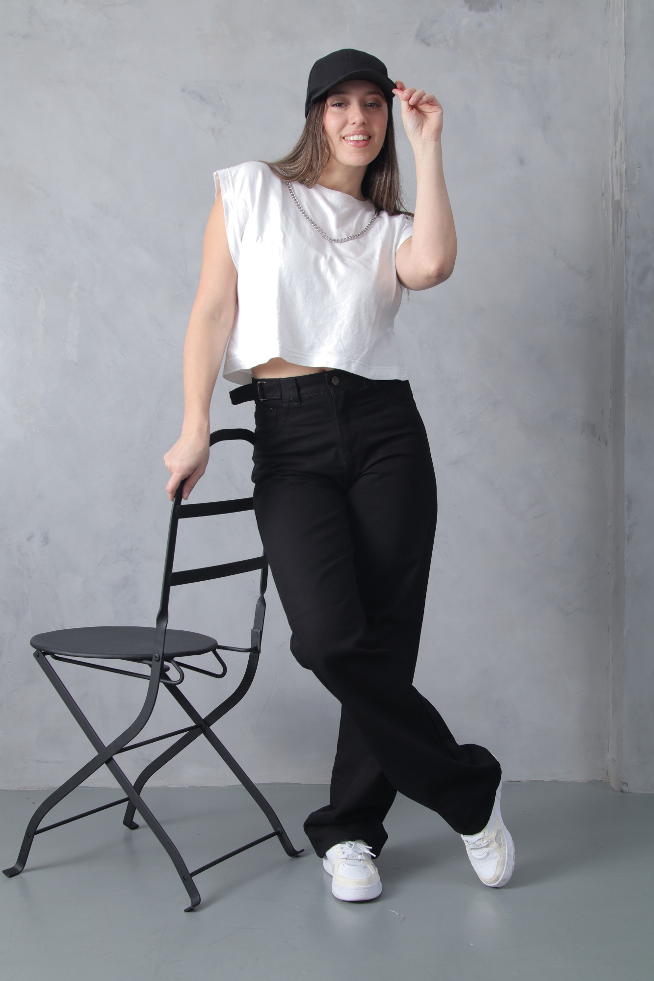 Wide Leg con Reguladores Negro Liso - Imagen 5
