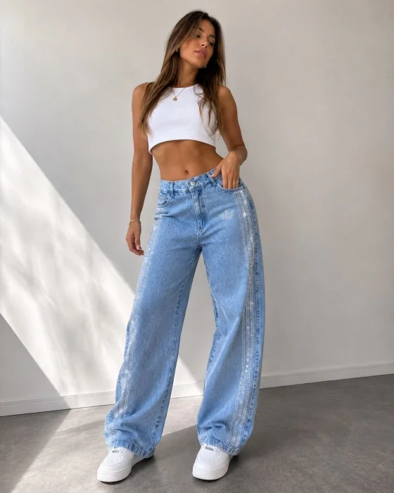 Pantalón Jeans Adidas Strass Premium
