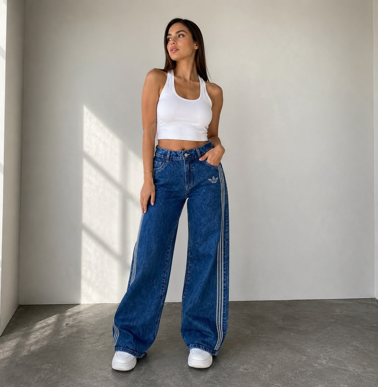 Pantalón Jeans Adidas Strass Premium - Imagen 3