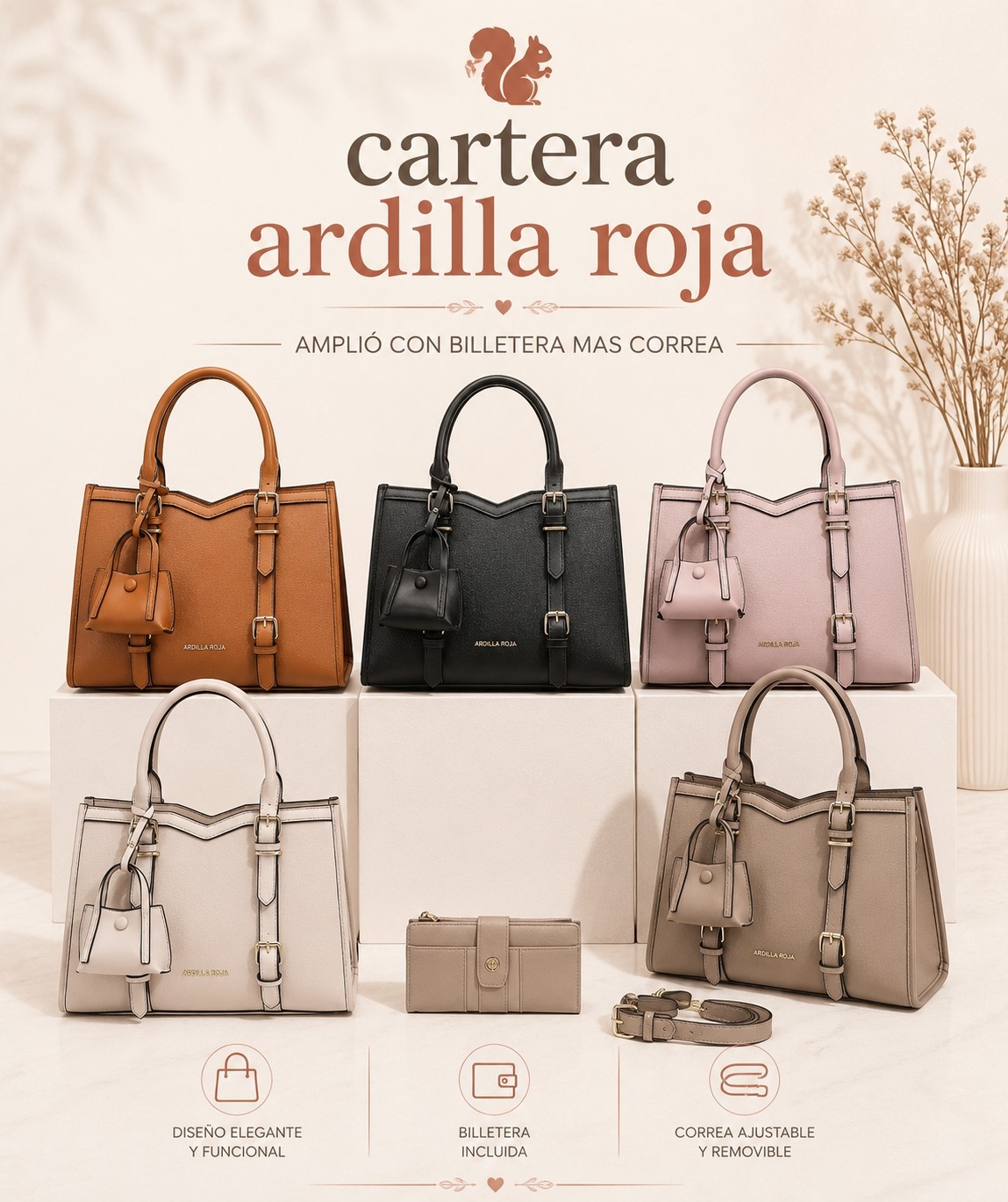 Cartera Ardilla Roja mas Billetera - Imagen 4