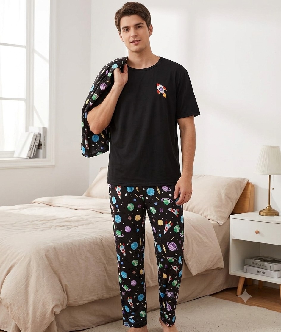 Pijamas de Varon 3 Piezas Estampado Importado - Imagen 2