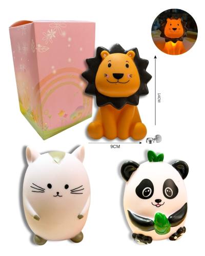 Lampara Velador a Pila Gatito/leon/panda