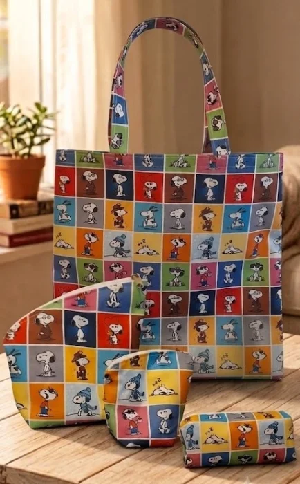 Totebags Impermeables Snoopy, Tb Hay Yerbera y Azucarera y Cartuchera