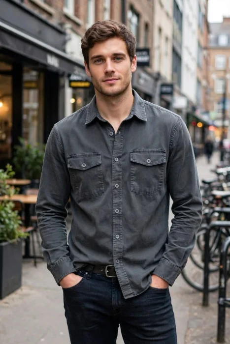 Camisa de Gabardina de Hombre
