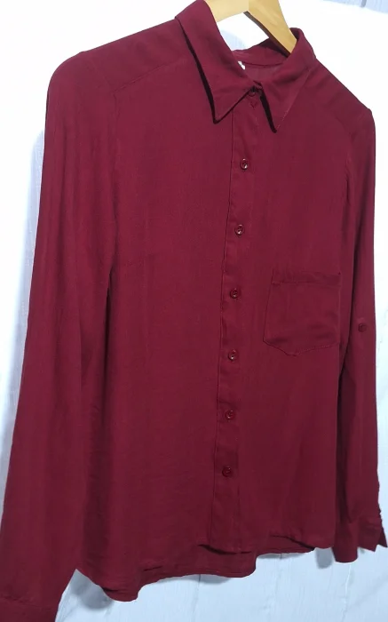 Camisa Bordó Manga Larga de Dama