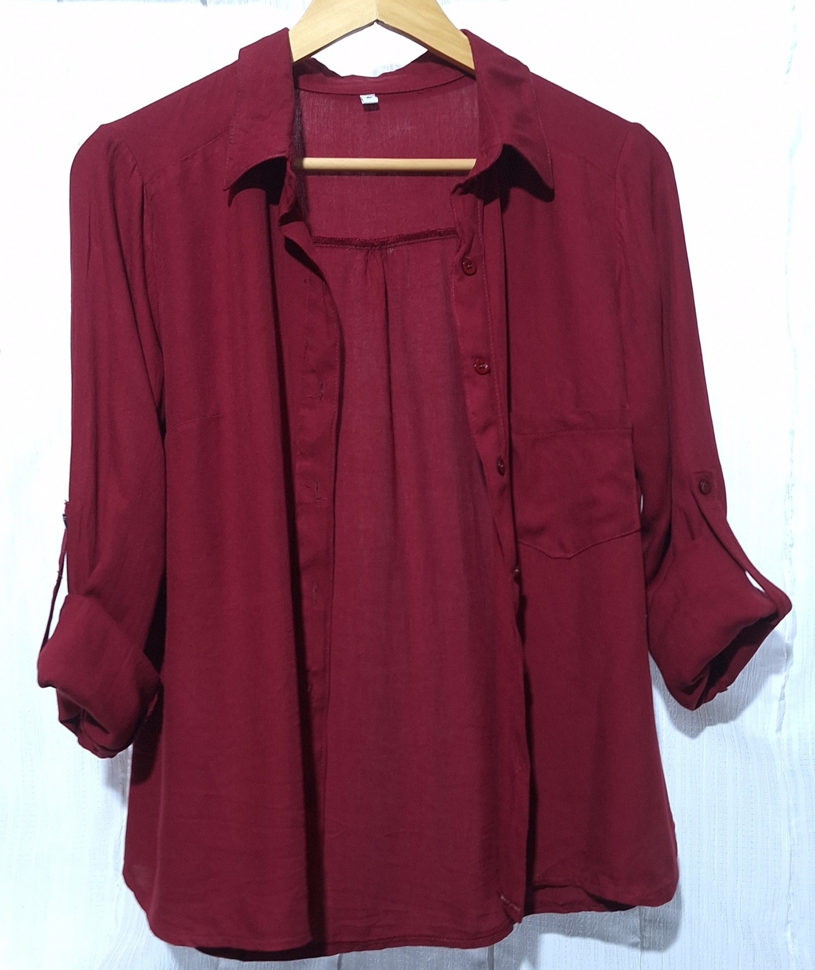 Camisa Bordó Manga Larga de Dama - Imagen 3