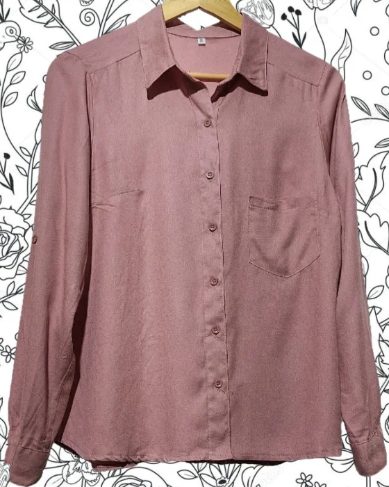 Camisa de Dama Manga Larga Rosa Palo