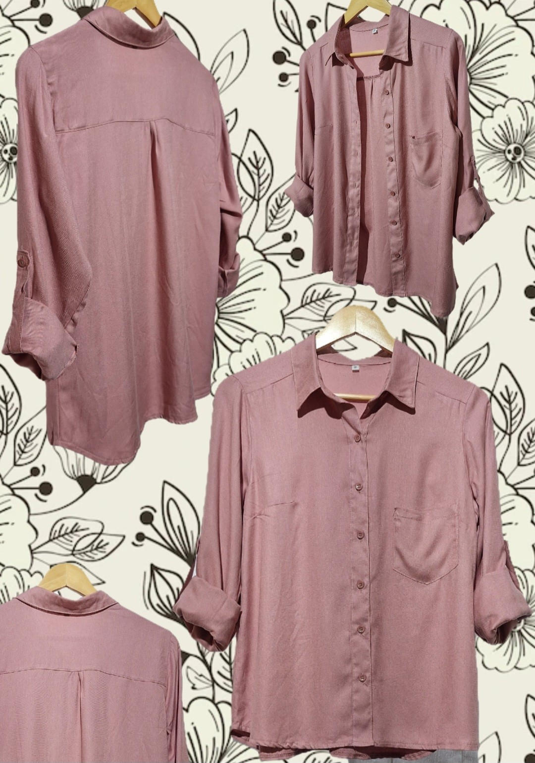 Camisa de Dama Manga Larga Rosa Palo - Imagen 2