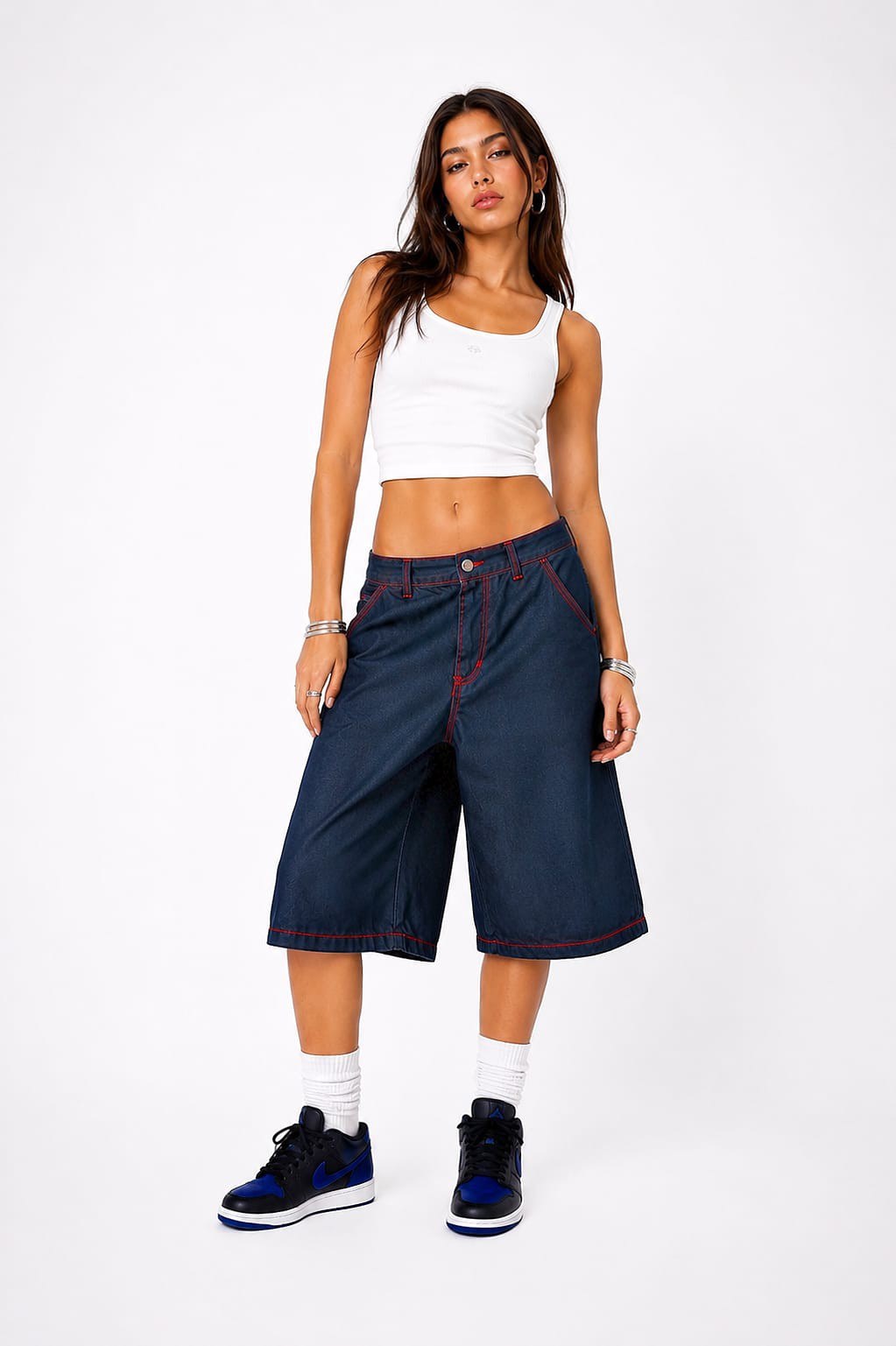 Bermuda de Jean Baggy Unisex Pantalón Corto Denim Ancho 2000's Pinterest Dama Moda - Imagen 1