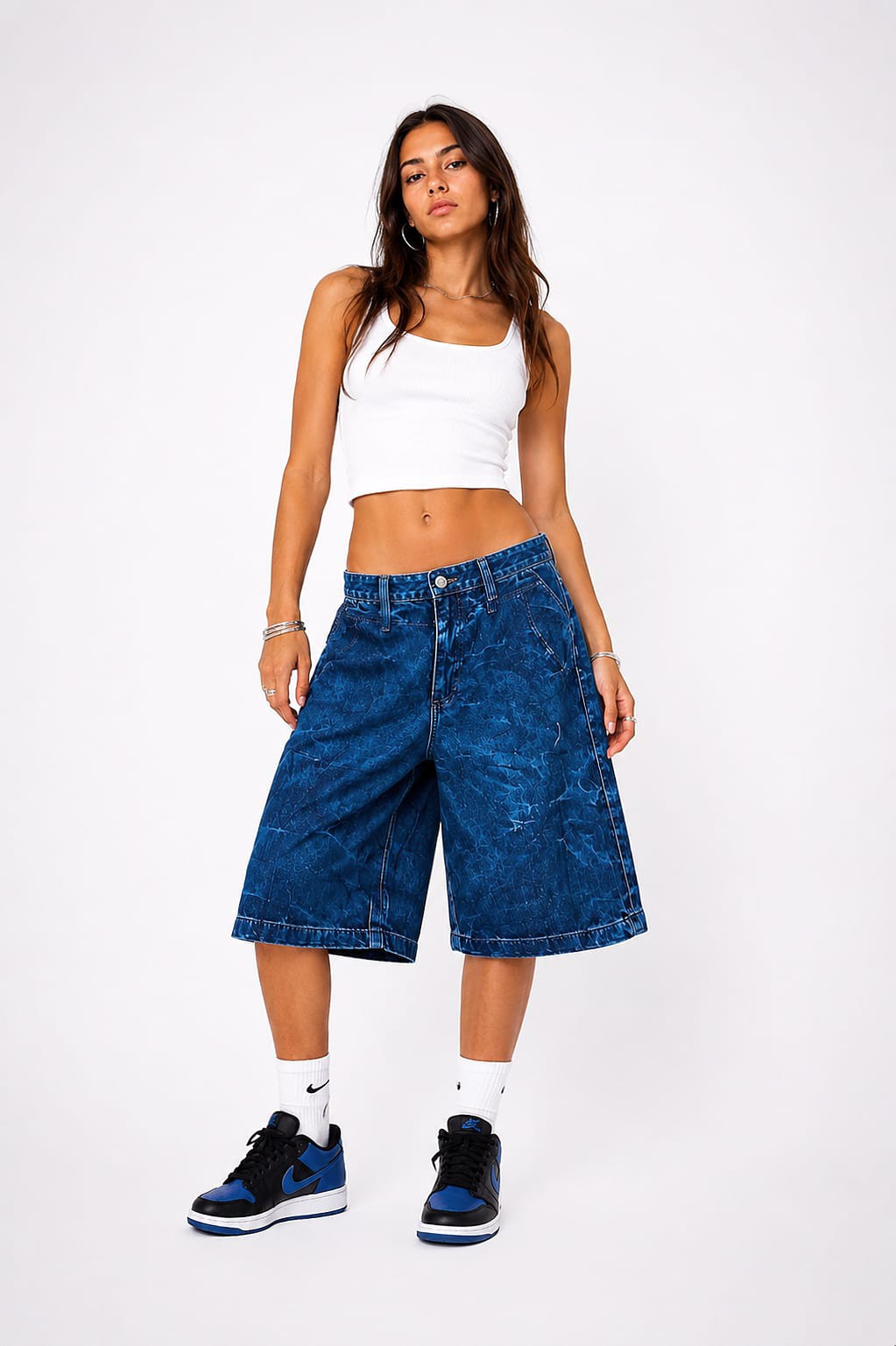 Bermuda de Jean Baggy Unisex Pantalón Corto Denim Ancho 2000's Pinterest Dama Moda - Imagen 4