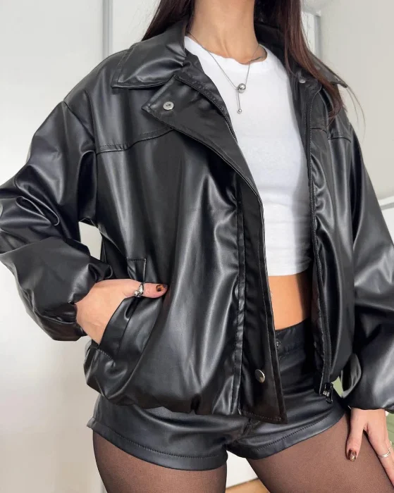Bomber Eco Cuero Oversize