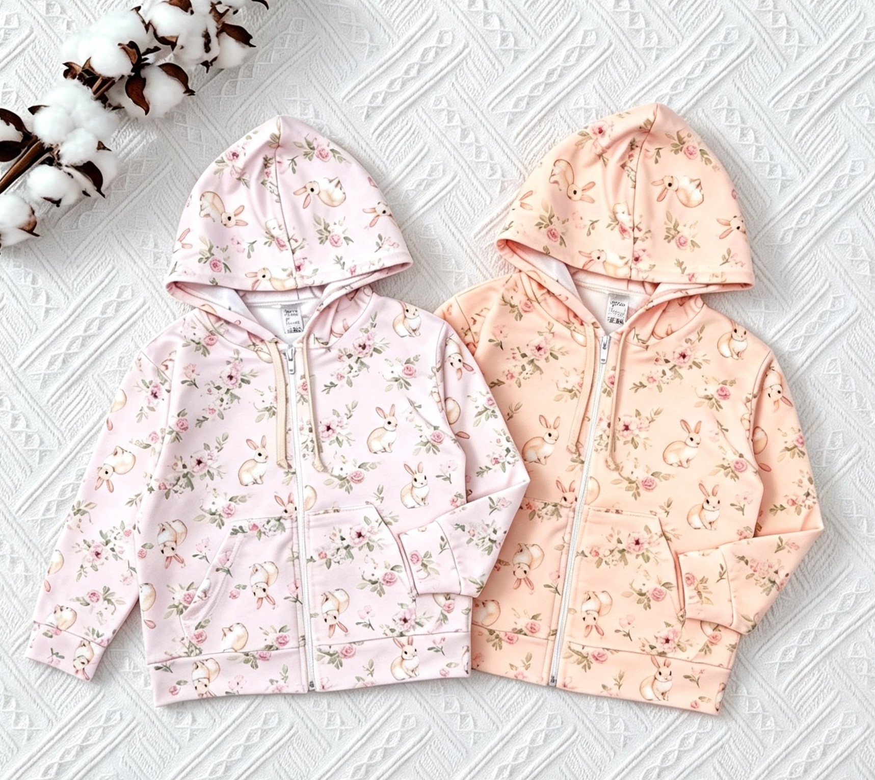Campera Flores y Conejitos Algodon con Lycra Premium - Imagen 2