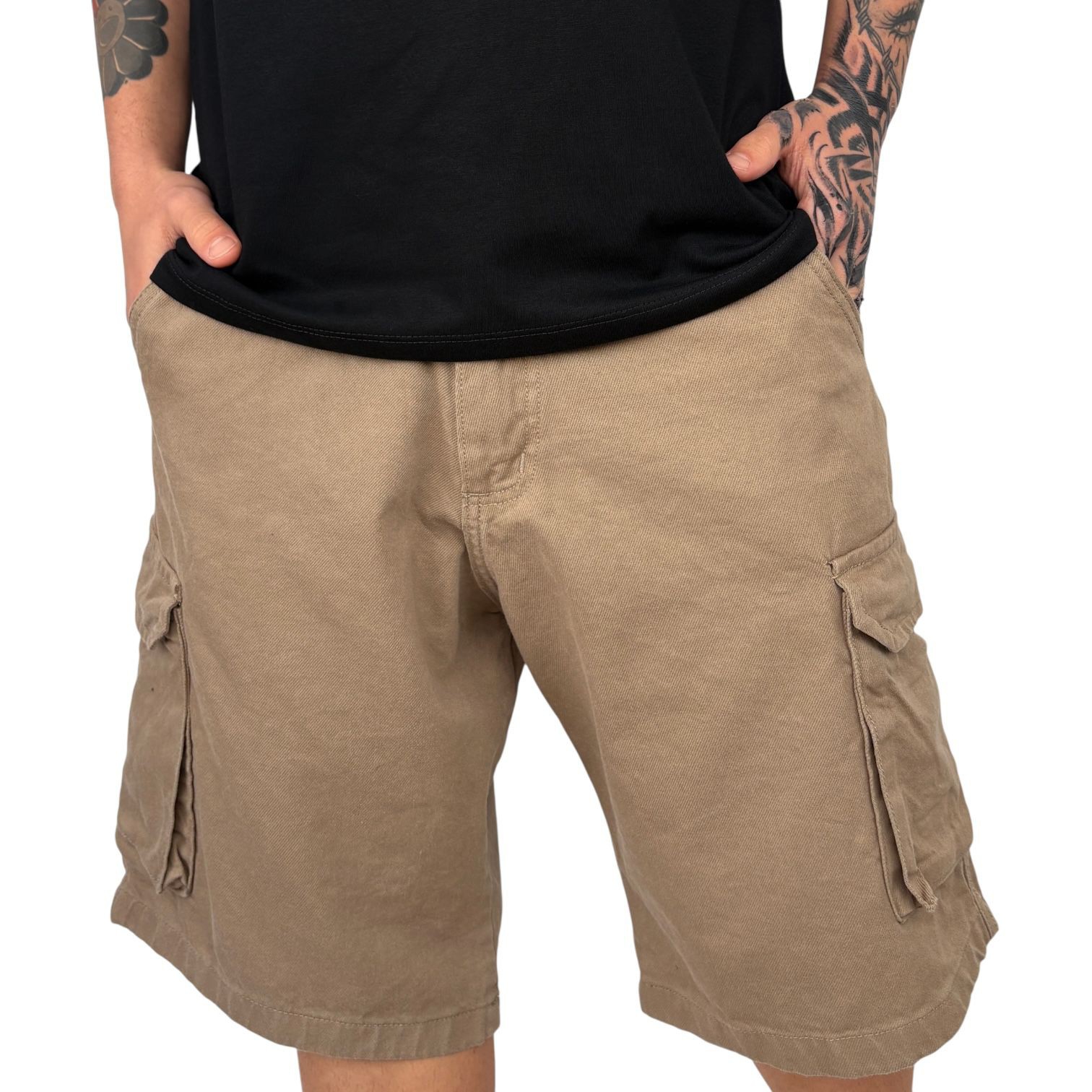 Bermuda Cargo Mom Gris/ Camel - Imagen 3