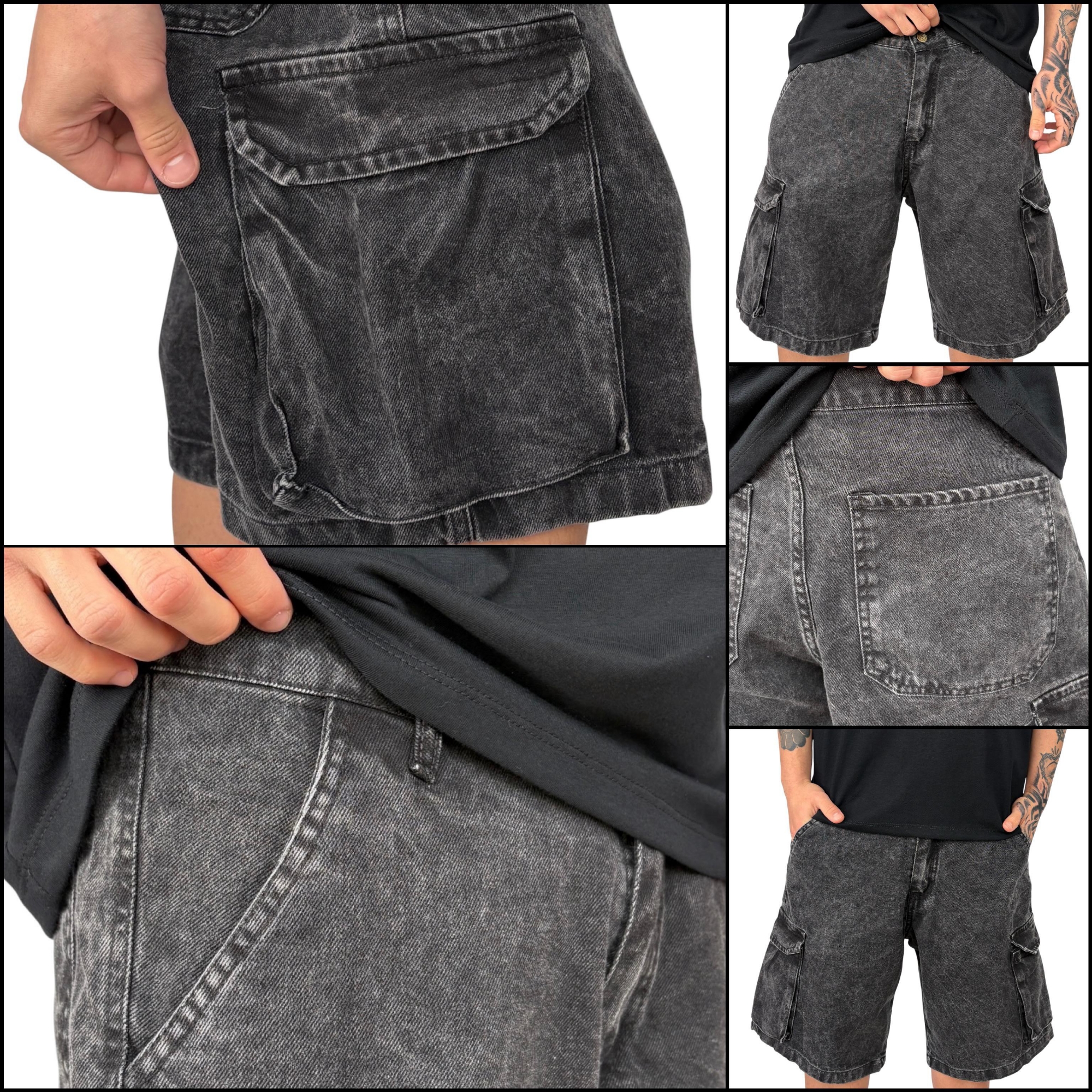 Bermuda Cargo Mom Gris/ Camel - Imagen 4