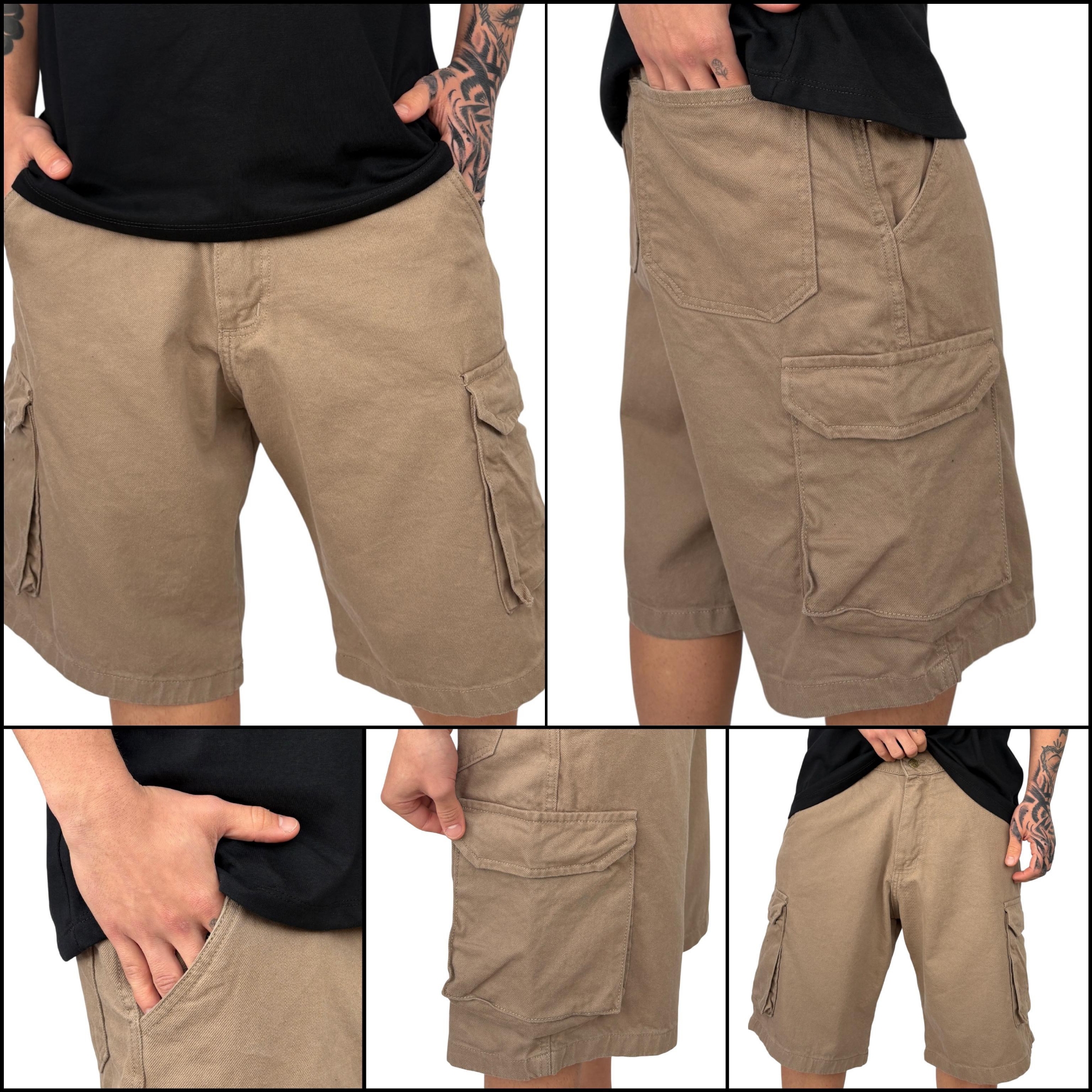 Bermuda Cargo Mom Gris/ Camel - Imagen 5