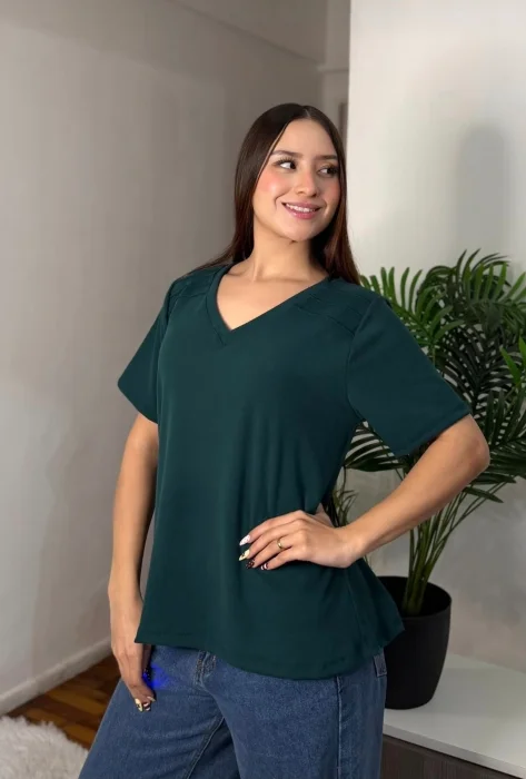 Remera Cuello V Morley Rib - Estrella