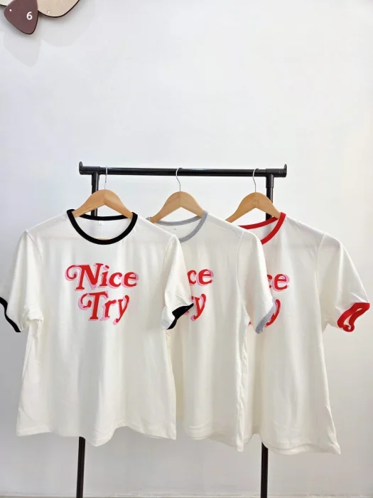 Remera Ringer Nice Try