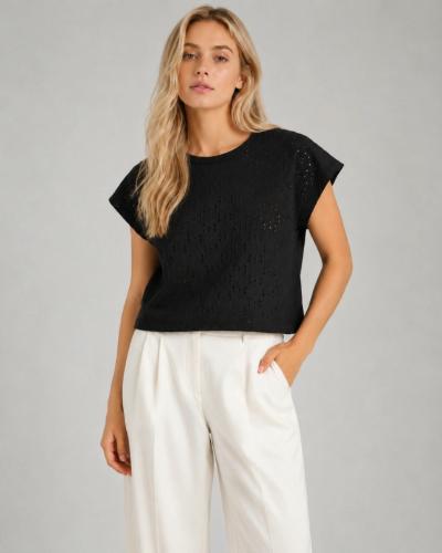 "remera Corta de Broderie con Lycra Bono"