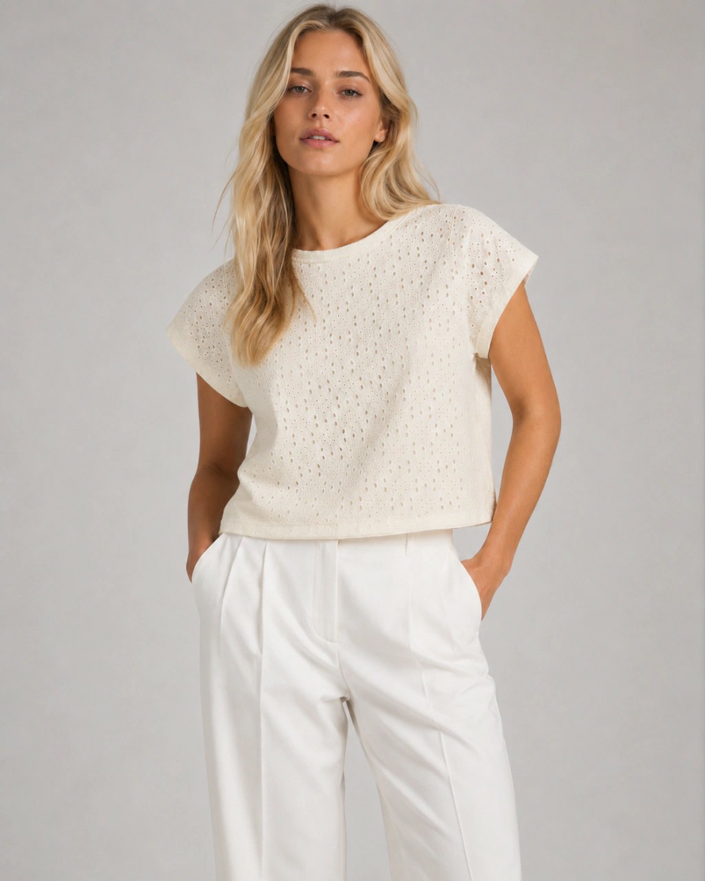 "remera Corta de Broderie con Lycra Bono" - Imagen 2