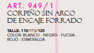 Corpiño Tipo Top sin Aro de Encaje con Forro Algodón  Talles Espec. Yamiel Art.949/1 - 949.1desc.png