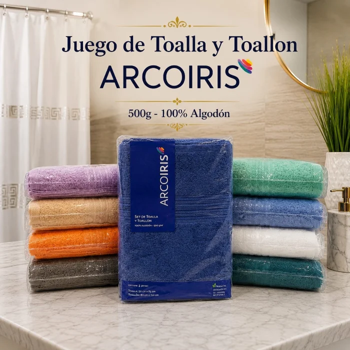 Juego de Toalla y Toallon Arcoiris 500g