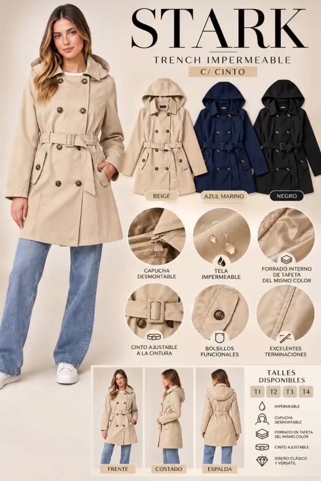Trench "stark" Impermeable - Imagen 6