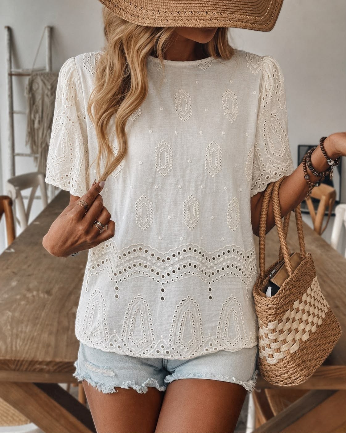 Blusa de Lino con  Brodery Importado - Imagen 2