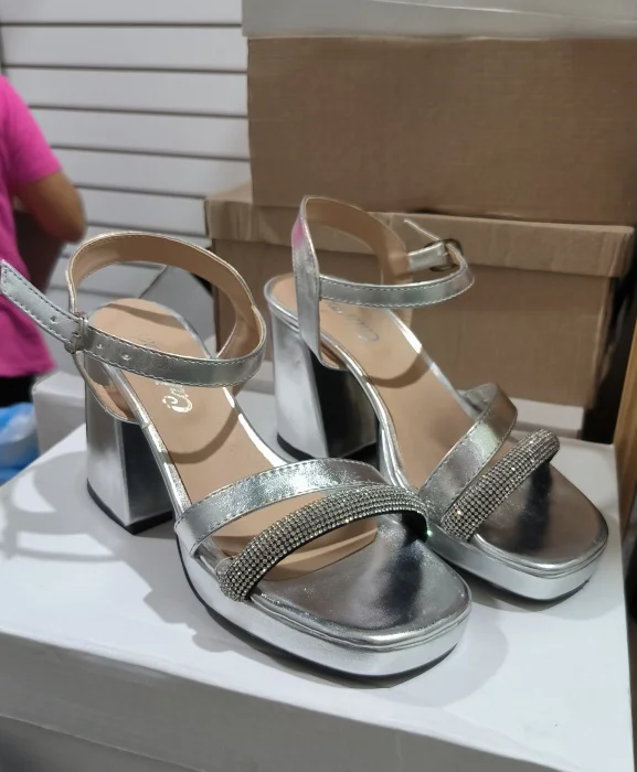Sandalias de Fiesta con Strass Negro y Plateado (art.dia)