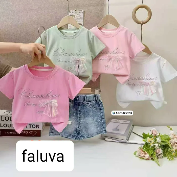 Conjuntos Remera de Algodón con Short de Jeans con Extras