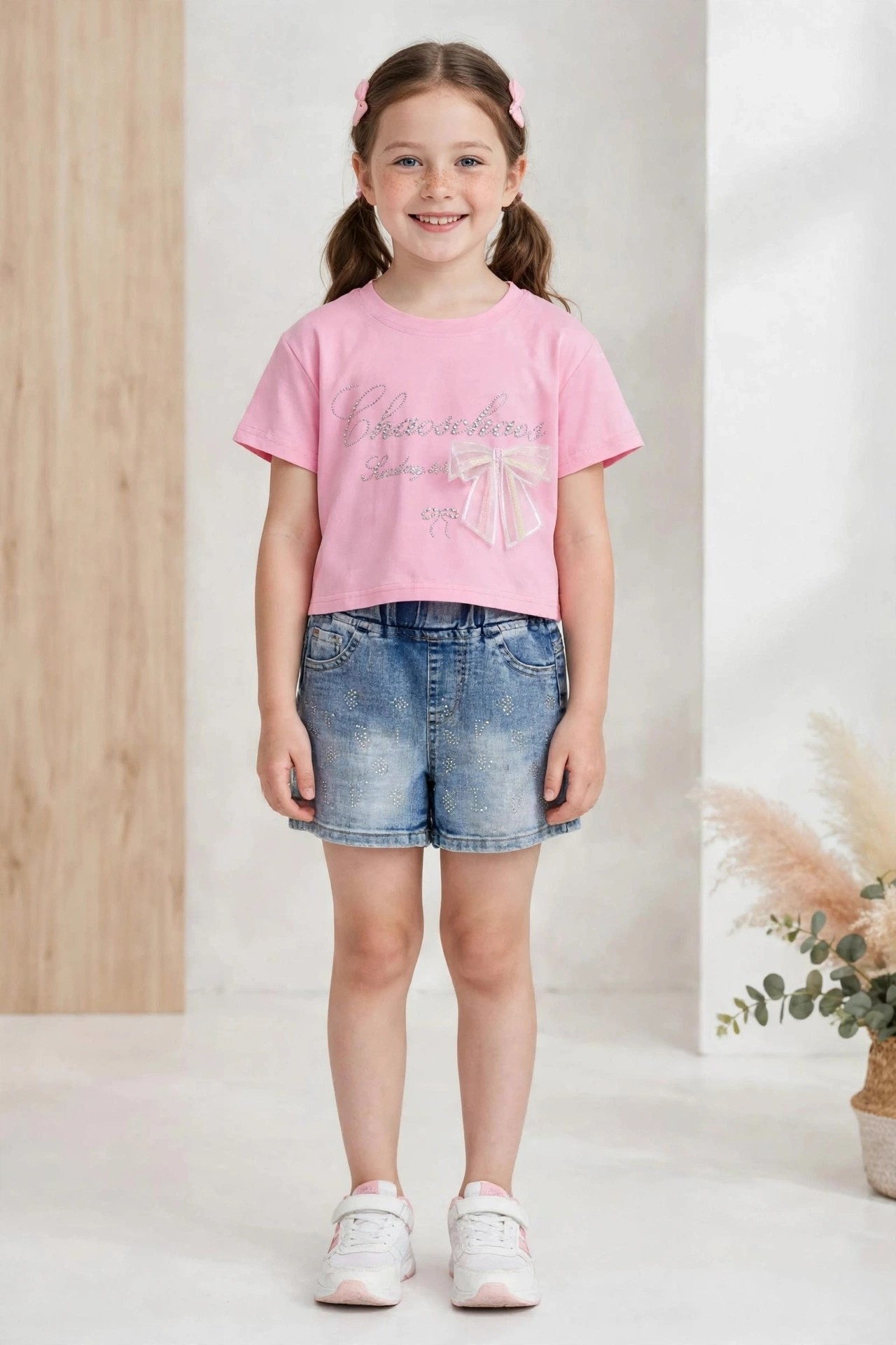 Conjuntos Remera de Algodón con Short de Jeans con Extras - Imagen 2