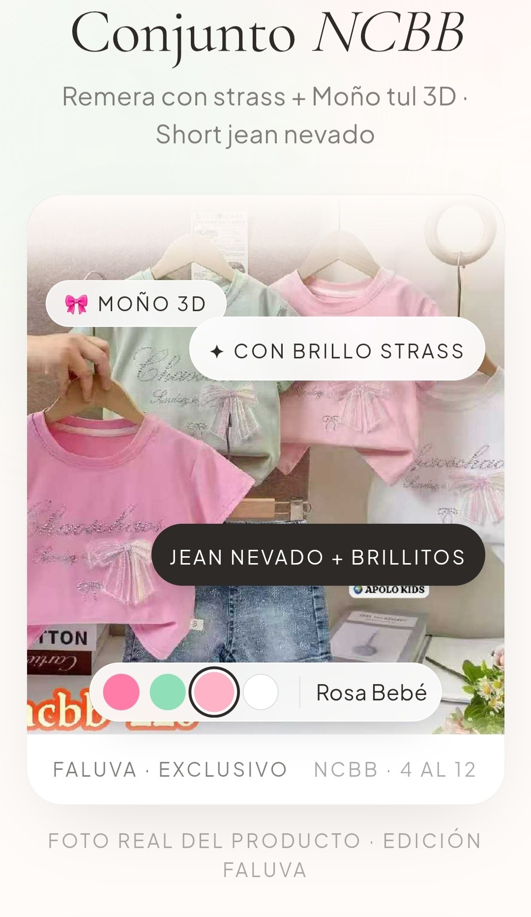 Conjuntos Remera de Algodón con Short de Jeans con Extras - Imagen 3