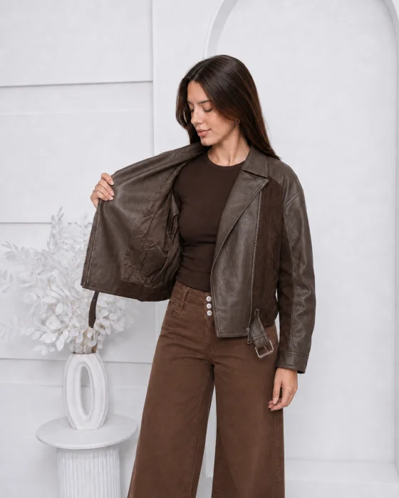 Campera Eco Cuero con Gamuza I Lucia