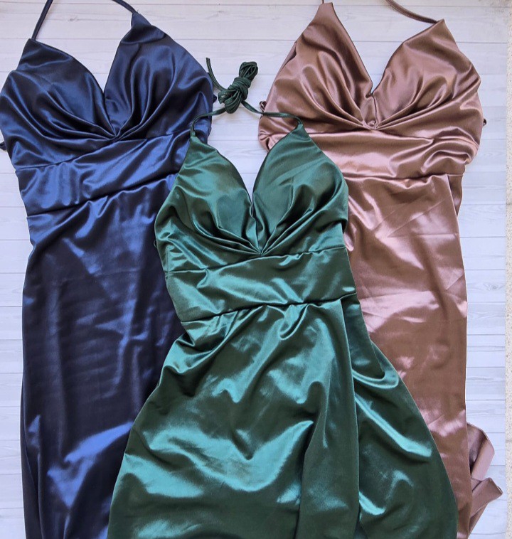 Vestido Satén Cruzado con Taza Elastizado Premium - Imagen 3