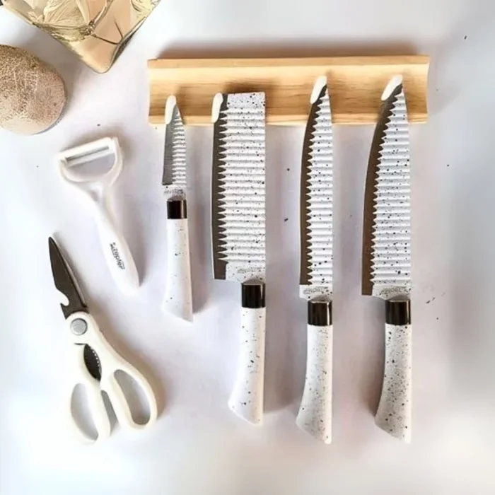 Set de Cuchillos X6 Gourmet Blanco - Cod: Sbk- 32747b	