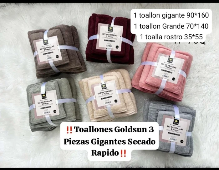 Set de Toallones Secado Rápido Goldsun