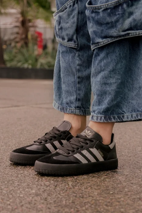 Zapatillas Samba Black con Glitter Plata Nacional