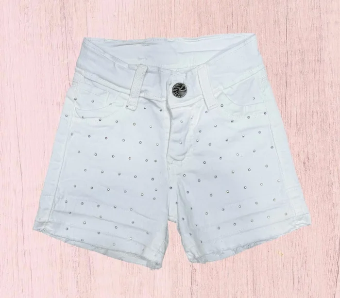 Short Nena Gabardina Elastizado Brillos Tamaño Chico