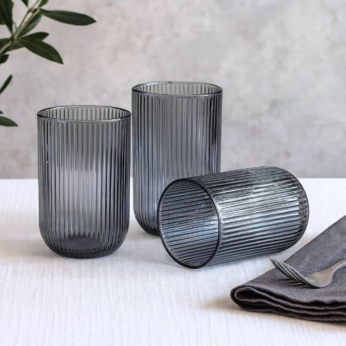 Vaso Rayado Negro X6 Unidades - Cod: Sbk-jgcp12g