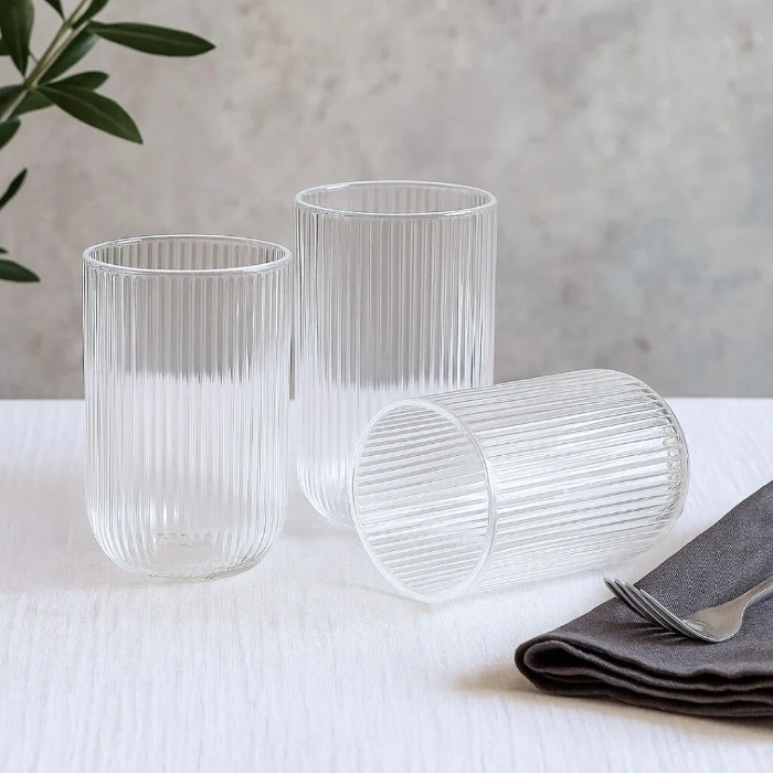 Vaso Rayado Transparente X6 Unidades - Cod: Sbk-jgcp12c