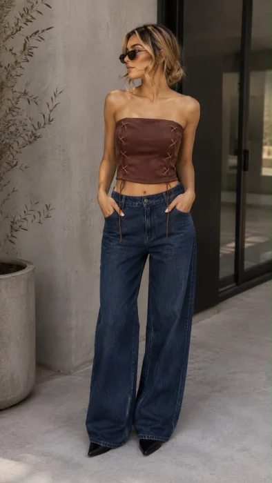 Strapless de Gamuza y Cordón